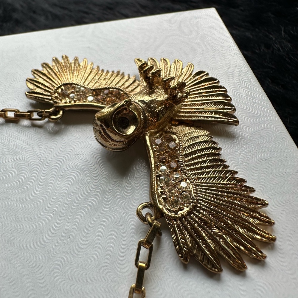 Wildfox RARE gold tone owl statement necklace - Picture 6 of 7